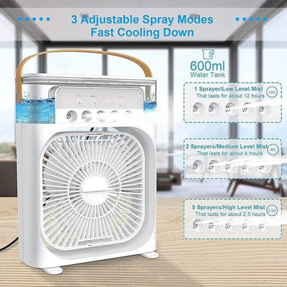Portable USB Air Conditioner Fan with LED Night Light & Humidifier