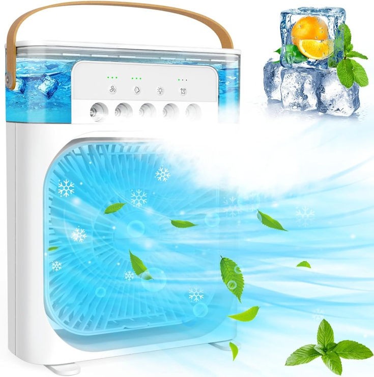 Portable USB Air Conditioner Fan with LED Night Light & Humidifier