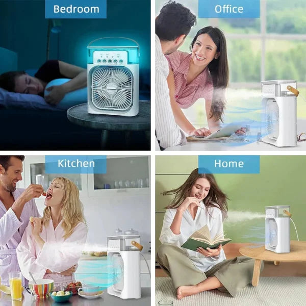 Portable USB Air Conditioner Fan with LED Night Light & Humidifier
