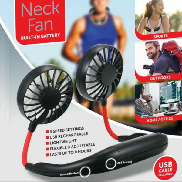 Hands-Free Rechargeable Neck Fan with 3 Speed Settings