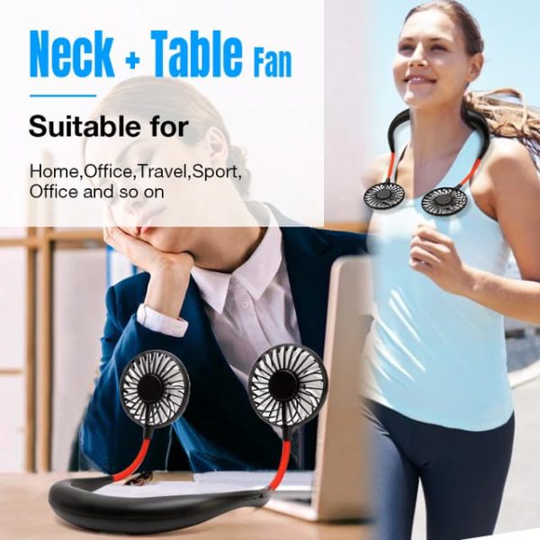 Hands-Free Rechargeable Neck Fan with 3 Speed Settings