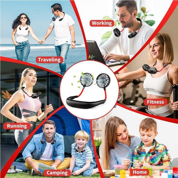 Hands-Free Rechargeable Neck Fan with 3 Speed Settings