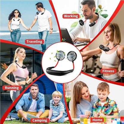Hands-Free Rechargeable Neck Fan with 3 Speed Settings